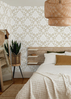 Damask Peel & Stick Wallpaper in a room setting