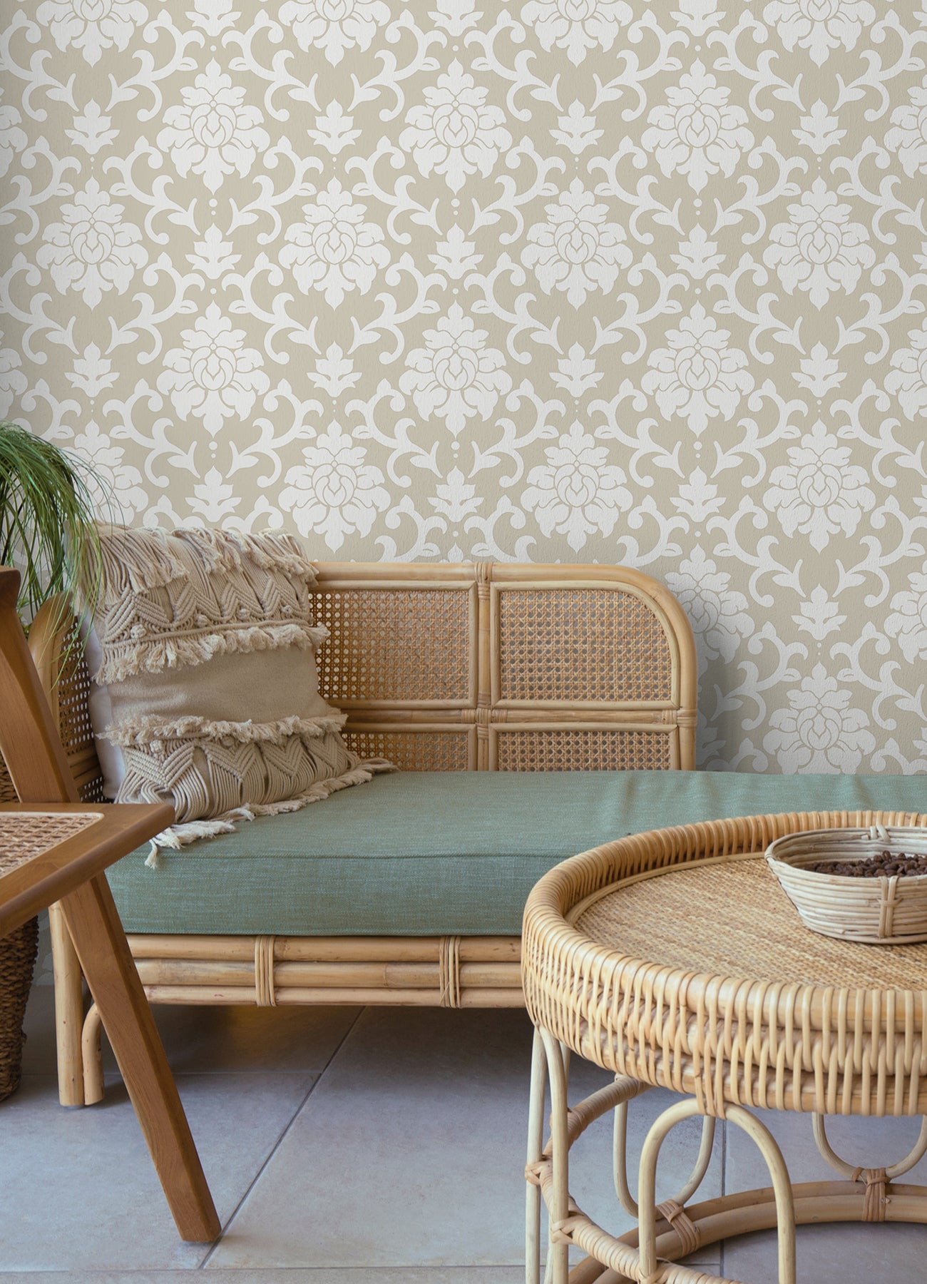 Damask Peel & Stick Wallpaper in a room setting