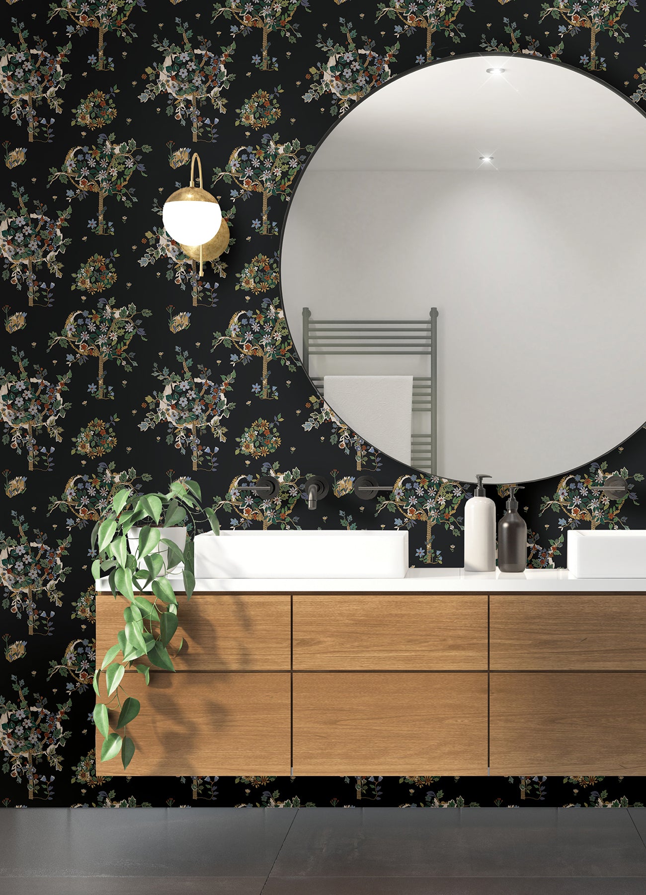 Flowering Peace Tree Peel & Stick Wallpaper in a room setting