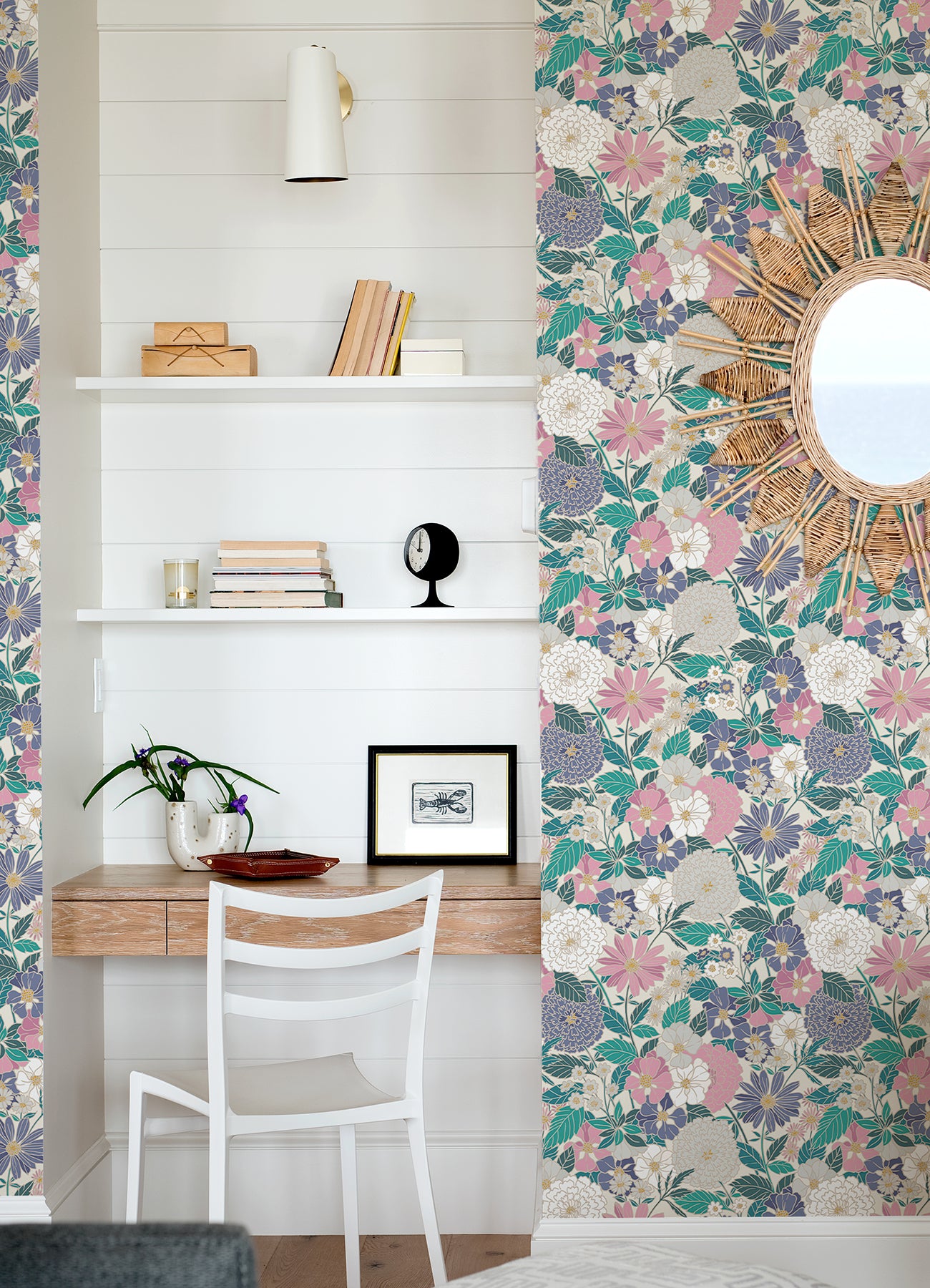 Bohemian Floral Peel & Stick Wallpaper in a room setting