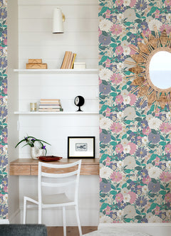 Bohemian Floral Peel & Stick Wallpaper in a room setting