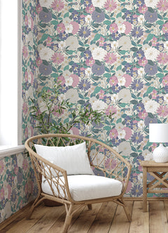 Bohemian Floral Peel & Stick Wallpaper in a room setting