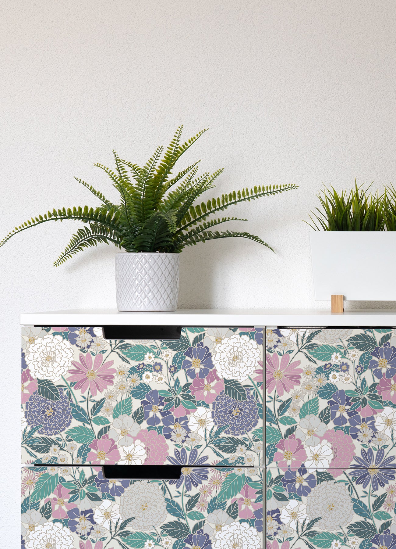 Bohemian Floral Peel & Stick Wallpaper in a room setting