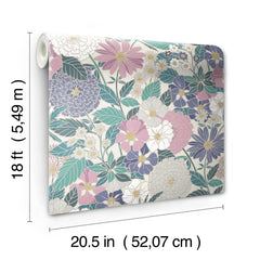 Bohemian Floral Peel & Stick Wallpaper - dimensions