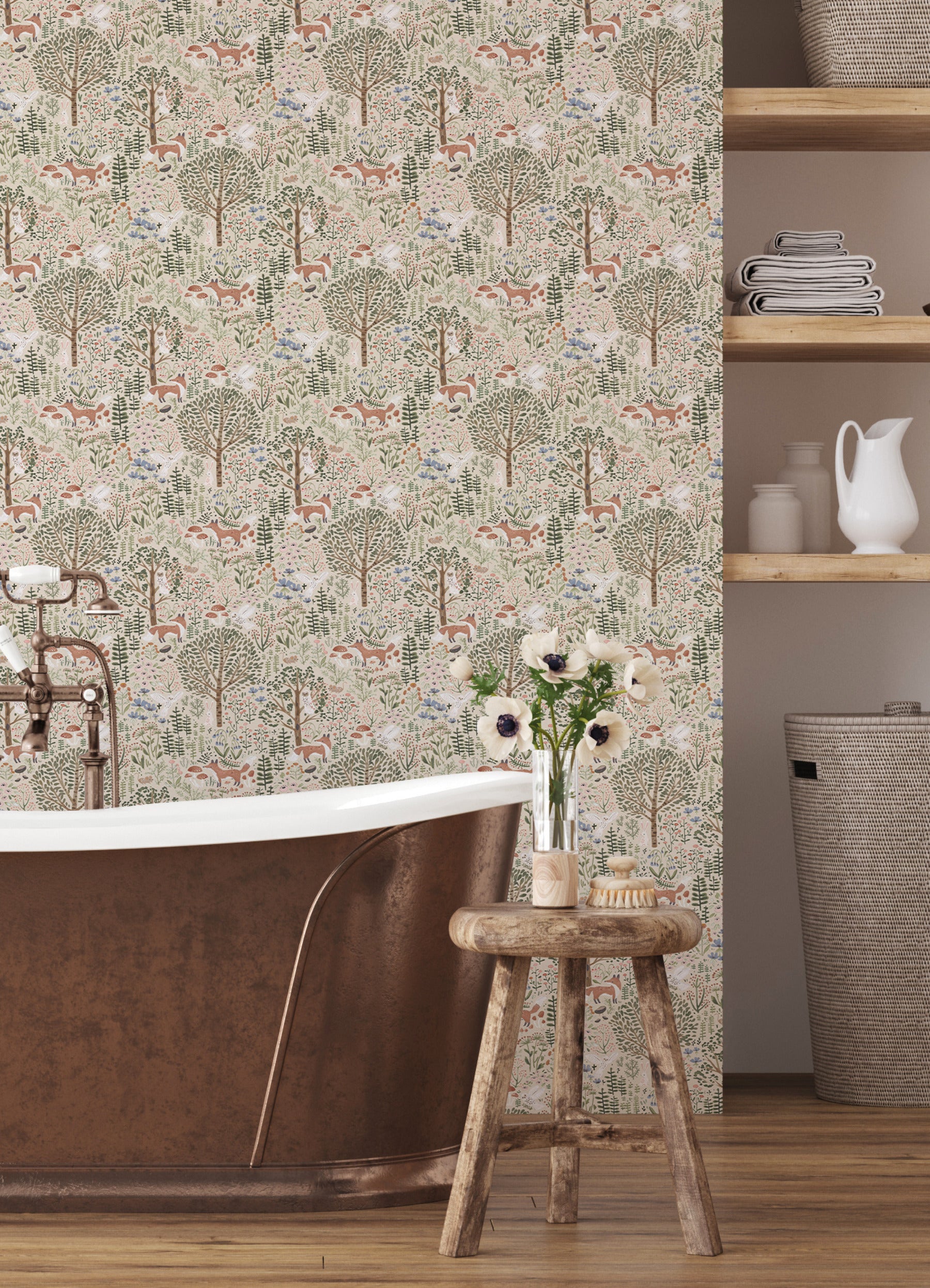 Clara Jean Peel and Stick Wallpaper in a room setting
