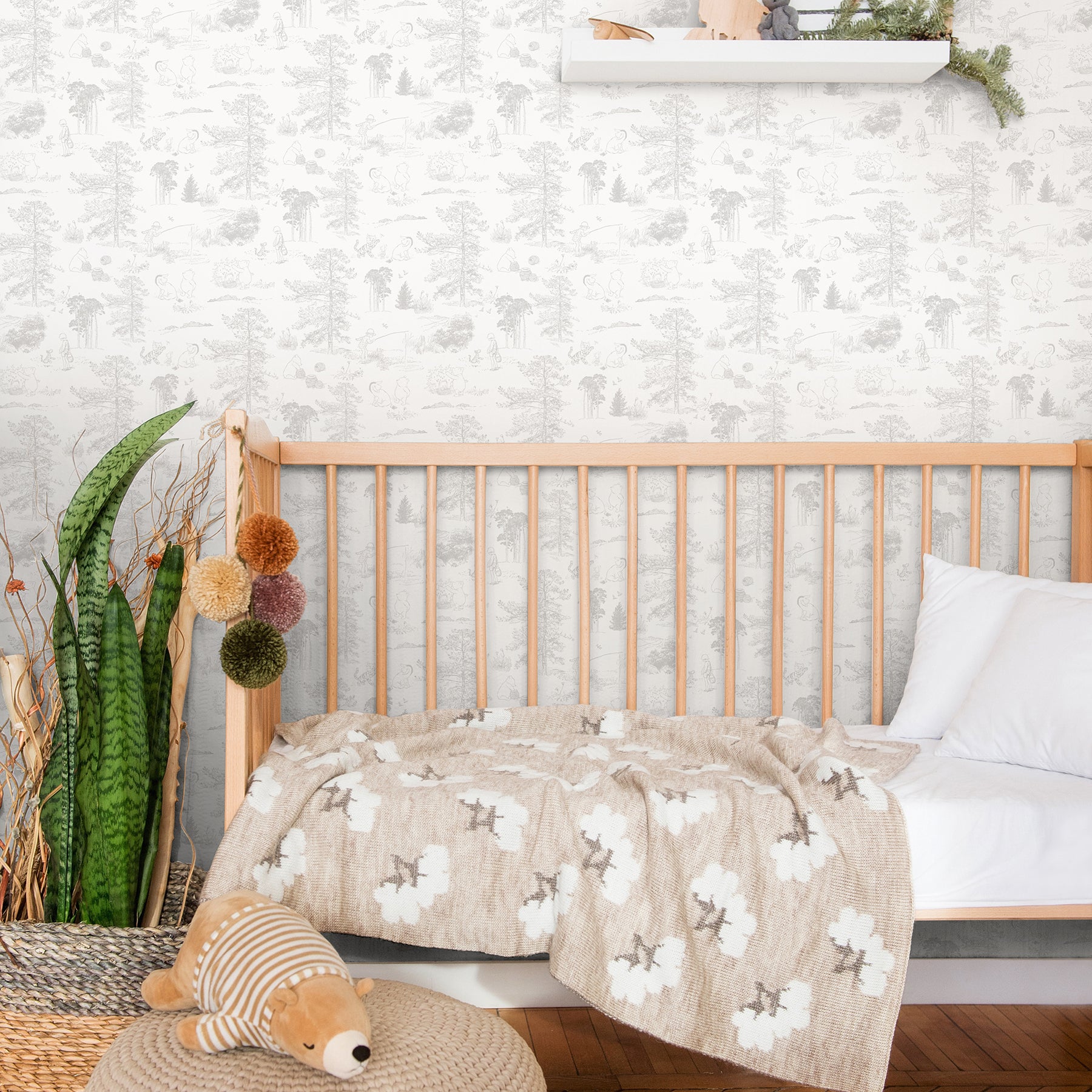 Winnie The Pooh P&S Wallpaper in a room setting