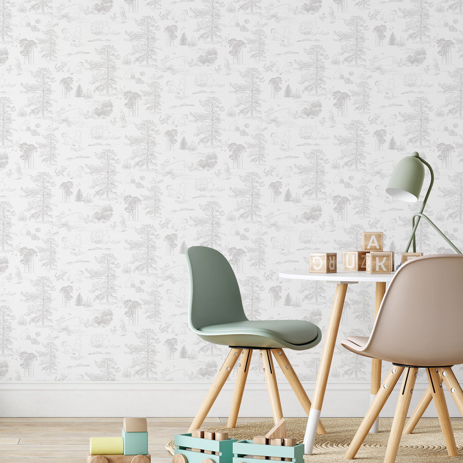 Winnie The Pooh P&S Wallpaper in a room setting