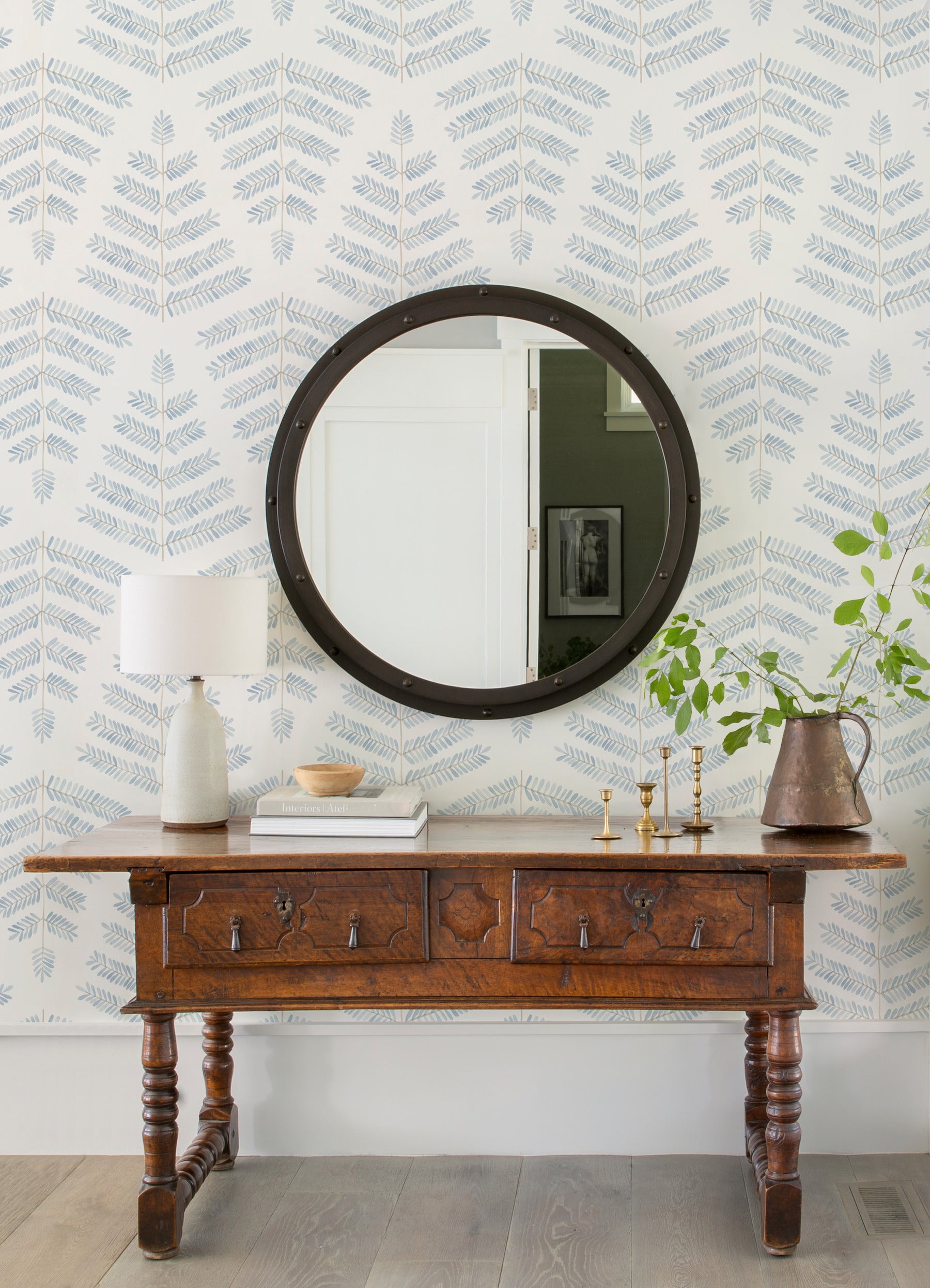 Cat Coquillette Leaflets Peel and Stick Wallpaper in a room setting
