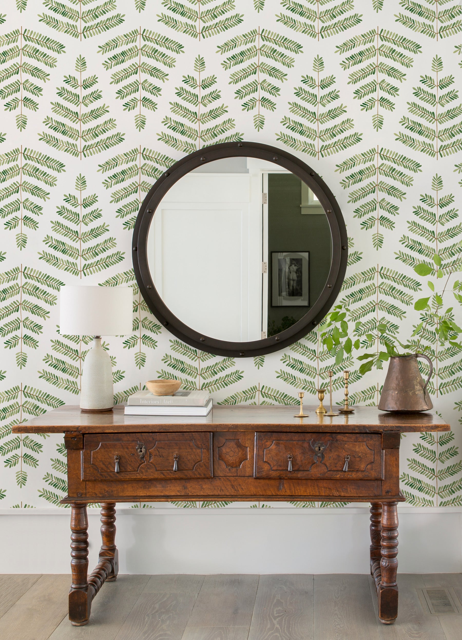 Cat Coquillette Leaflets Peel and Stick Wallpaper in a room setting