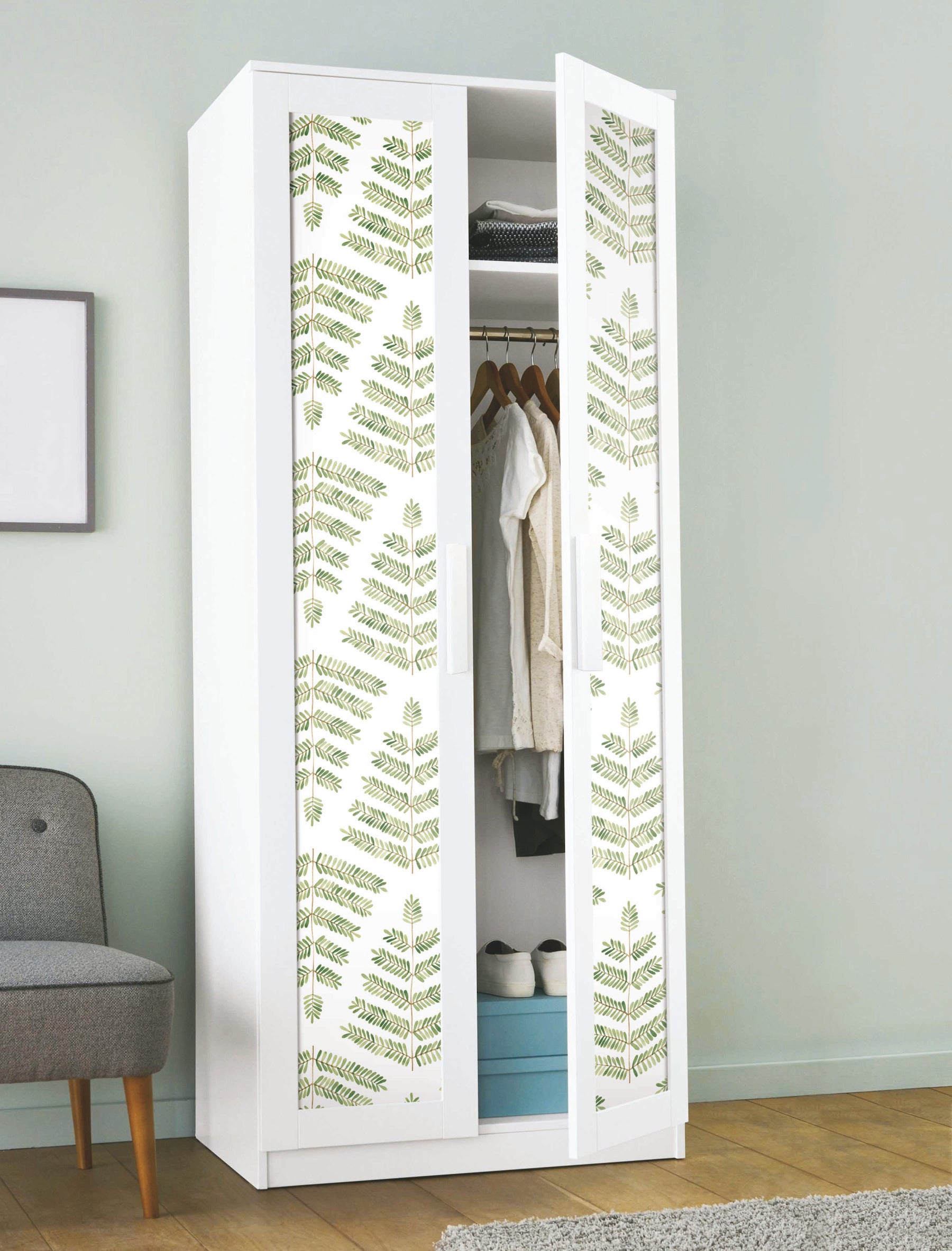 Cat Coquillette Leaflets Peel and Stick Wallpaper in a room setting