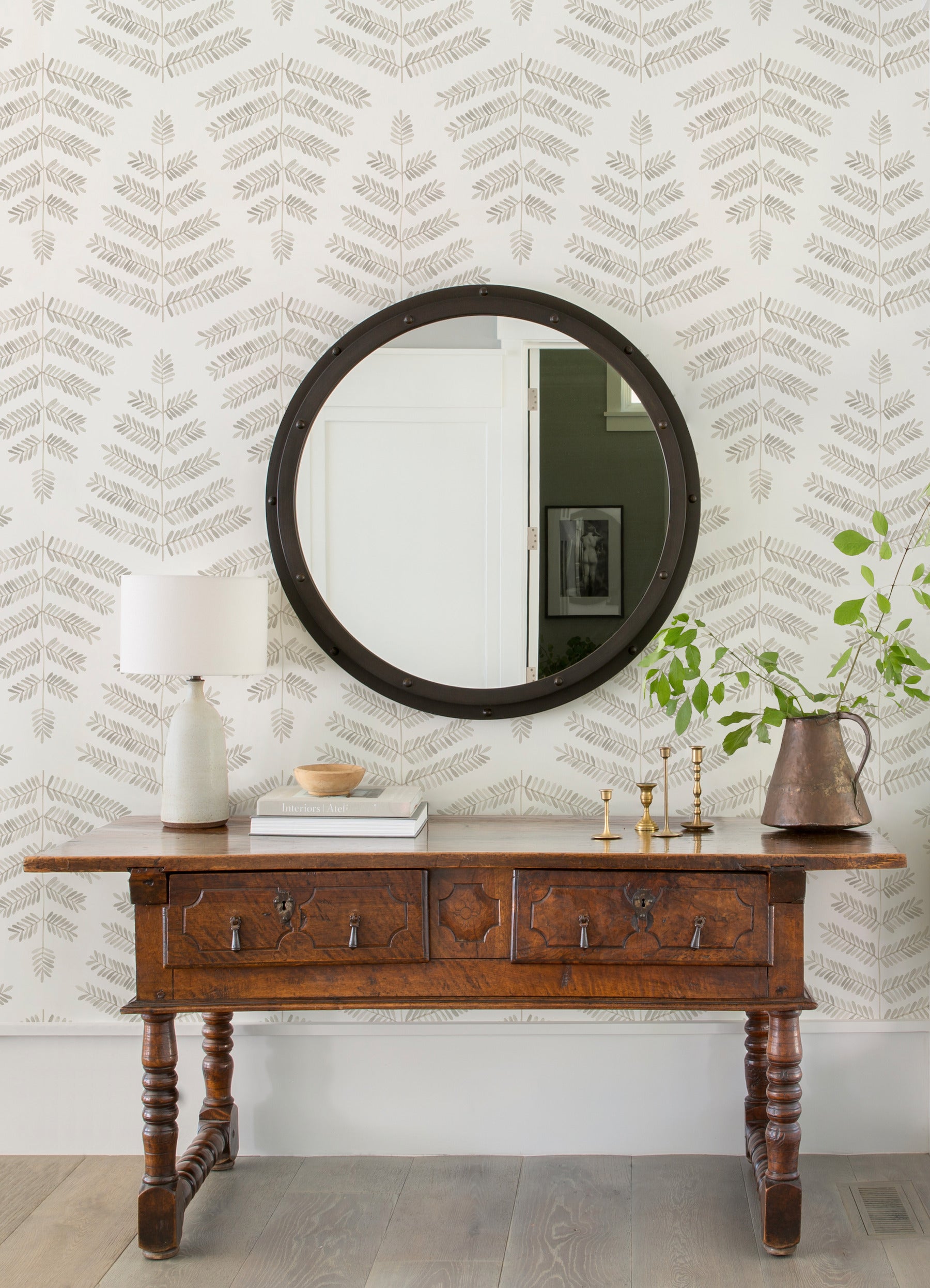 Cat Coquillette Leaflets Peel and Stick Wallpaper in a room setting