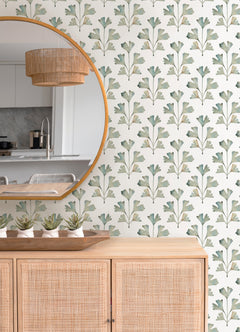 Cat Coquillette Gingko Peel and Stick Wallpaper in a room setting