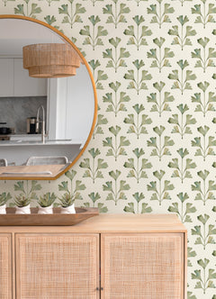 Cat Coquillette Gingko Peel and Stick Wallpaper in a room setting