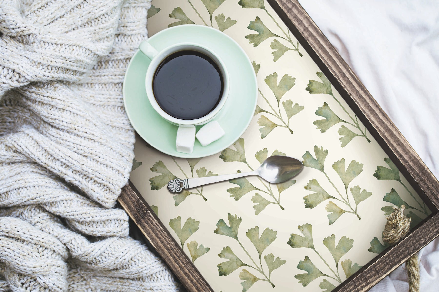 Cat Coquillette Gingko Peel and Stick Wallpaper in a room setting