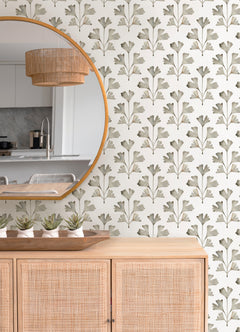 Cat Coquillette Gingko Peel and Stick Wallpaper in a room setting