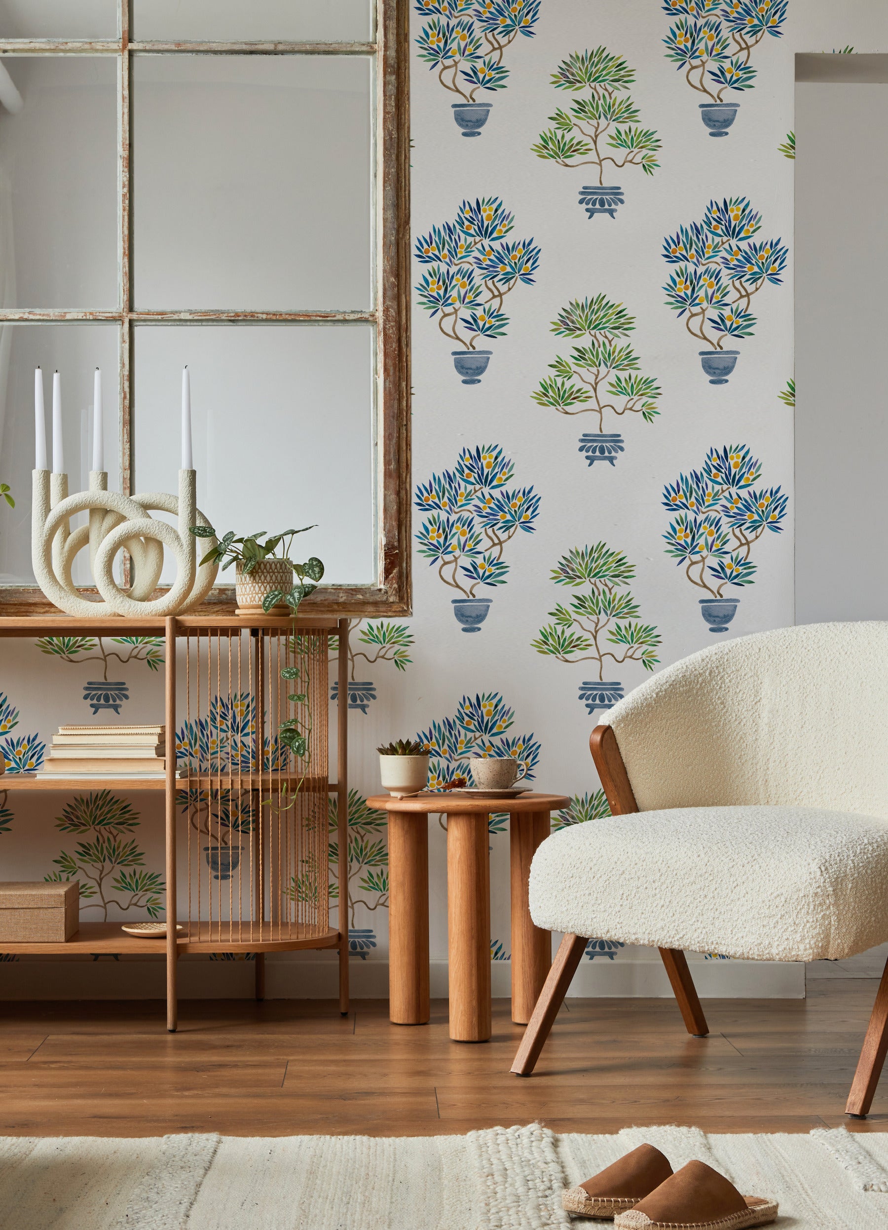 Cat Coquillette Bonsai Peel and Stick Wallpaper in a room setting