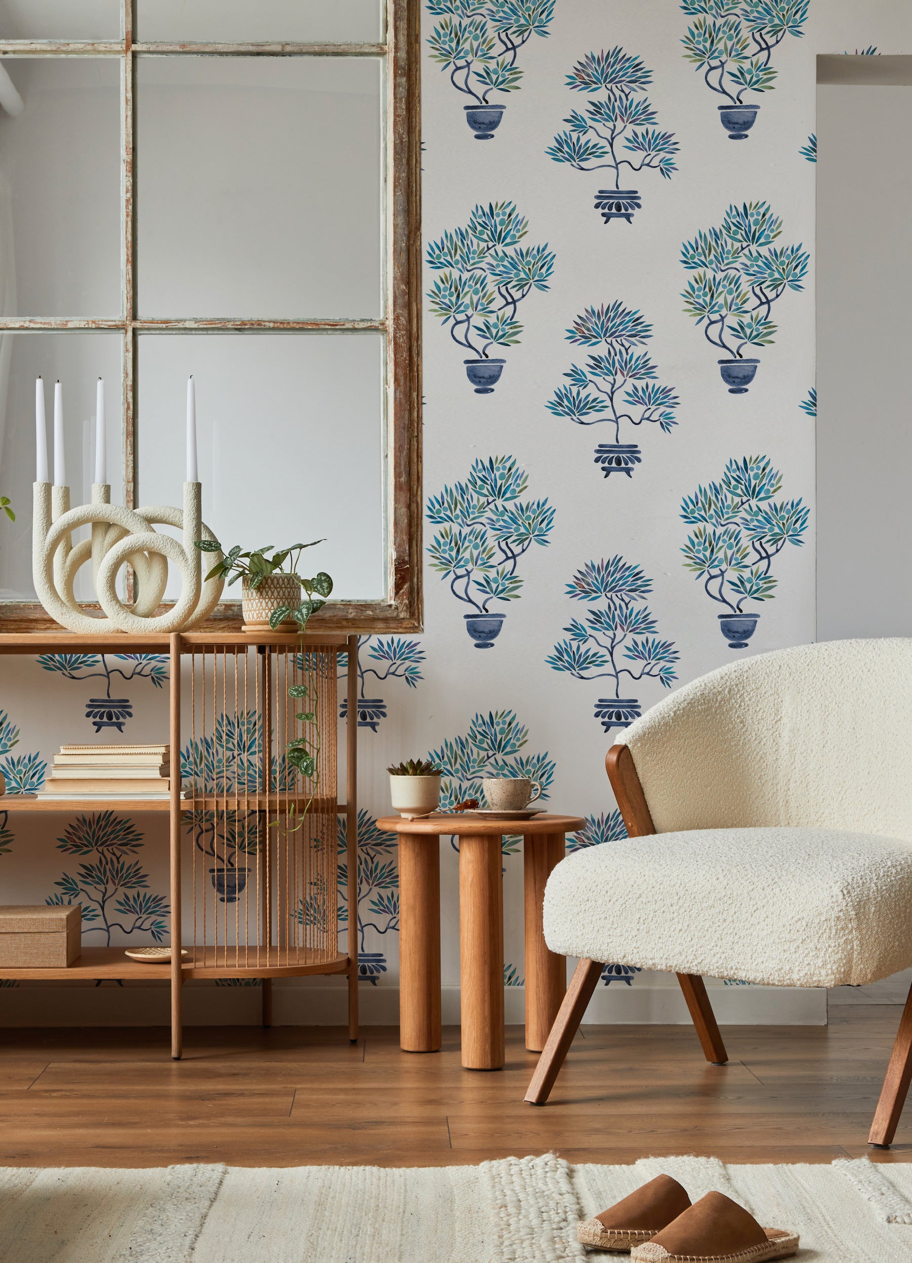 Cat Coquillette Bonsai P&S Wallpaper in a room setting