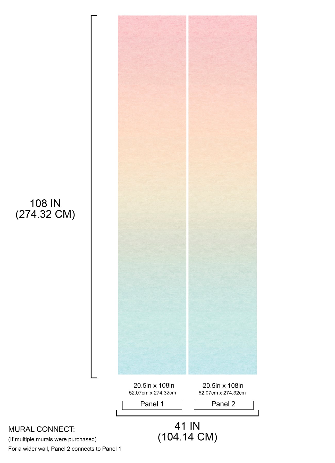 Aura Ombre P&S Wall Murals - dimensions