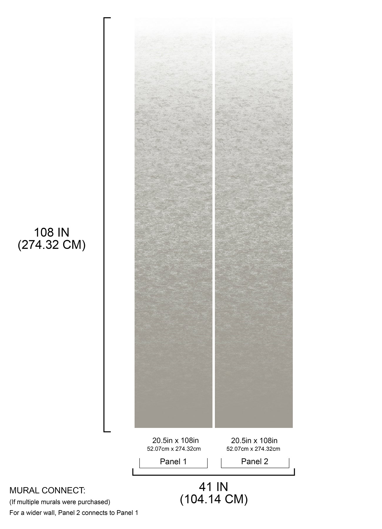 Aura Ombre P&S Wall Murals - dimensions