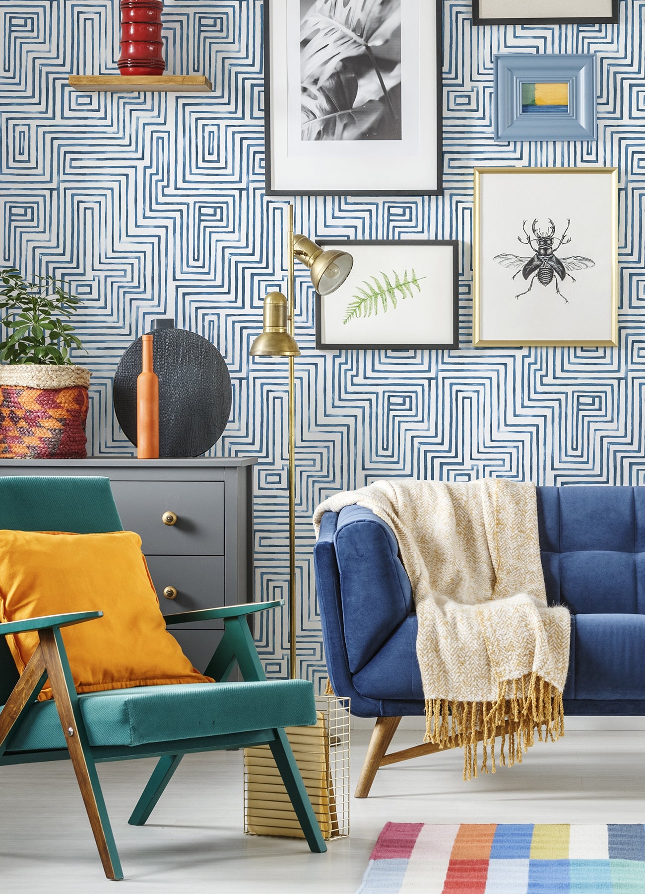 Warren Peel and Stick Wallpaper in a room setting