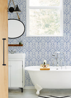 Meadow Blue Peel & Stick Wallpaper in a room setting