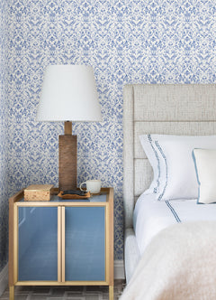 Meadow Blue Peel & Stick Wallpaper in a room setting