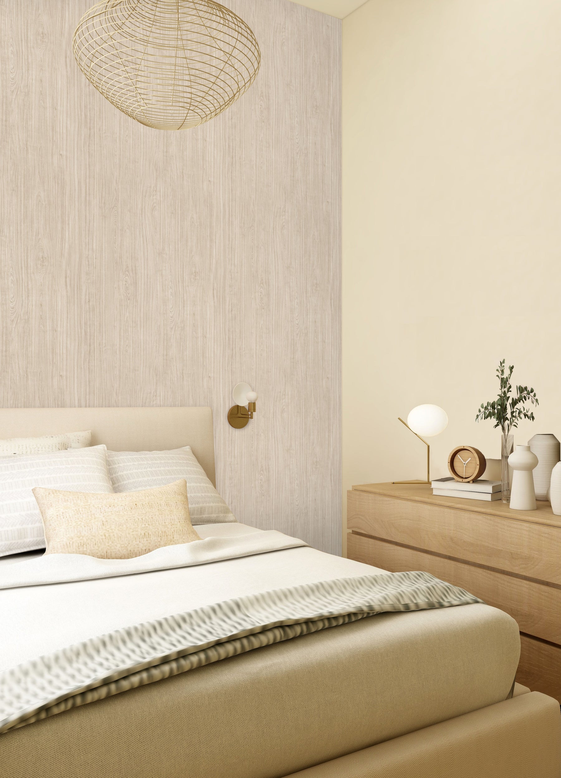 Cherry Wood Peel & Stick Wallpaper in a room setting