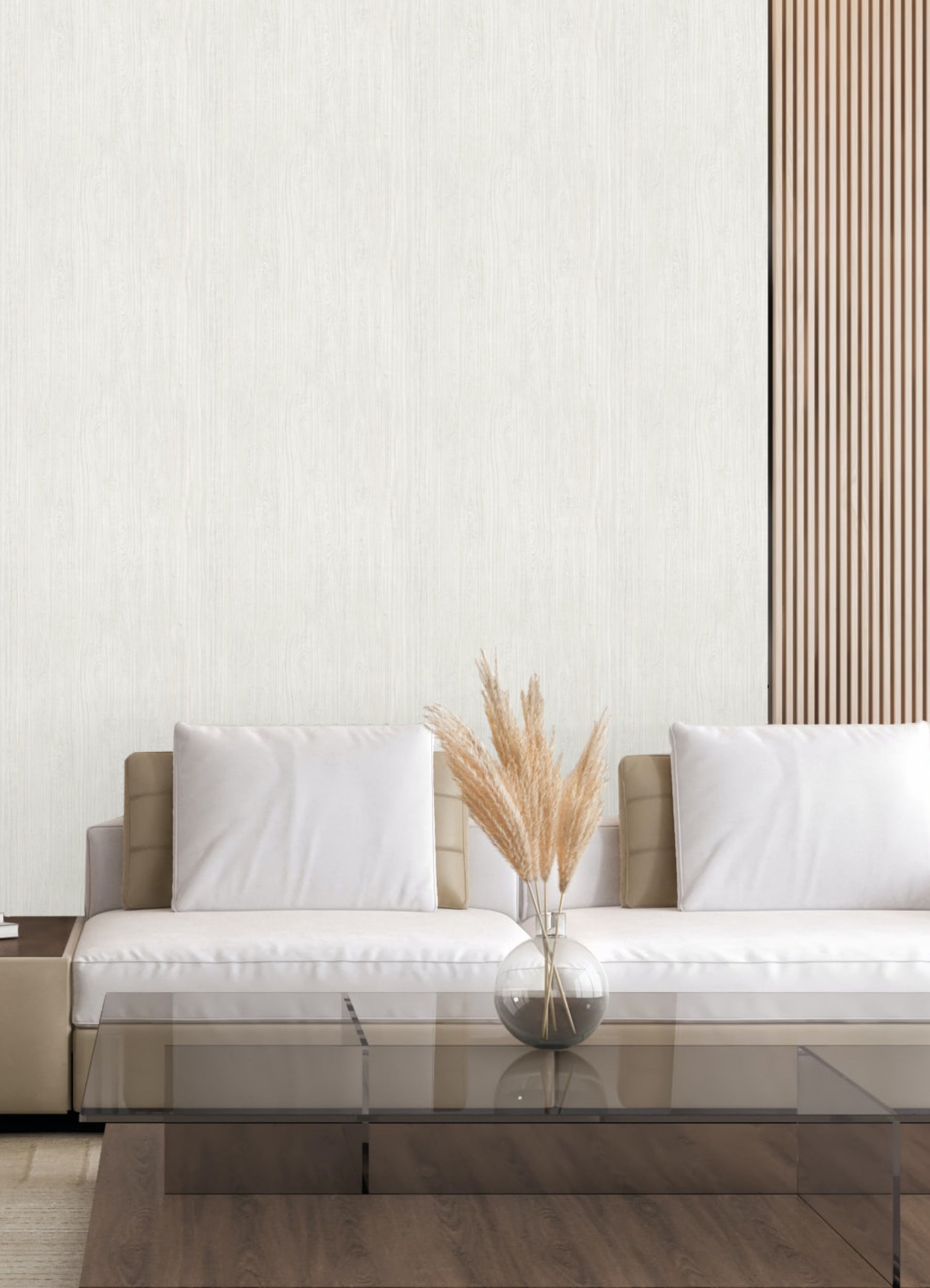 Cherry Wood Peel & Stick Wallpaper in a room setting