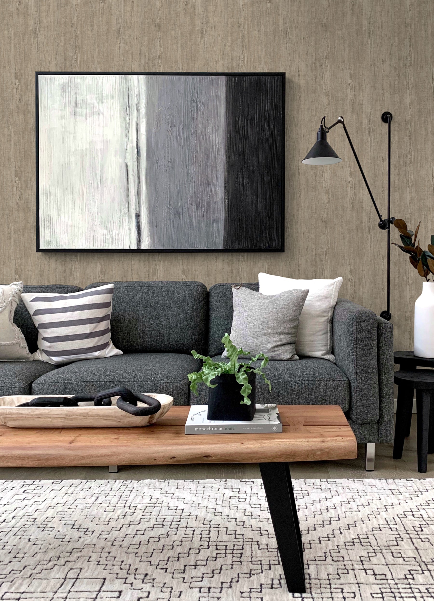 Dimensional Natural Wood Peel & Stick Wallpaper in a room setting