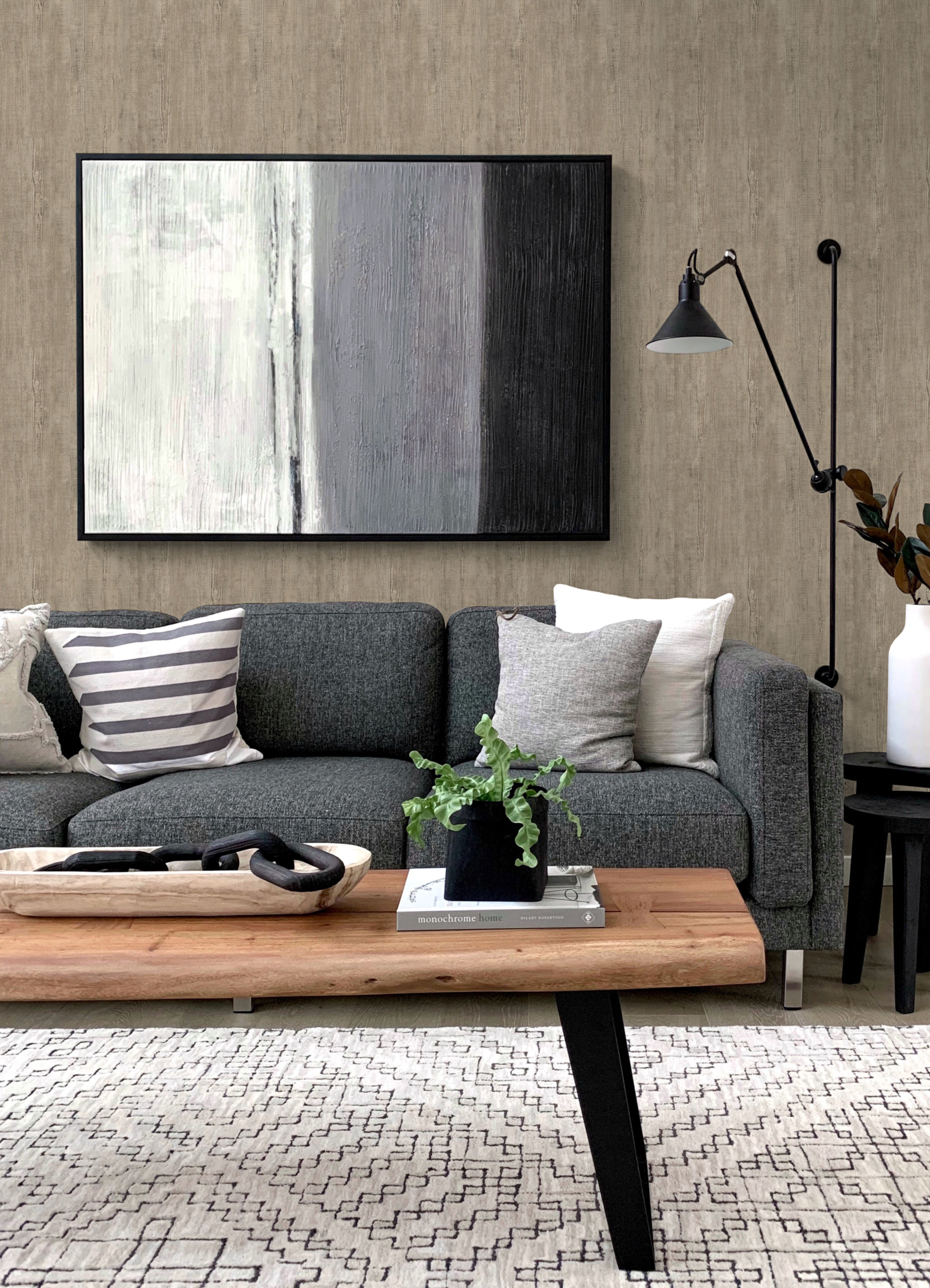 Dimensional Natural Wood Peel & Stick Wallpaper in a room setting