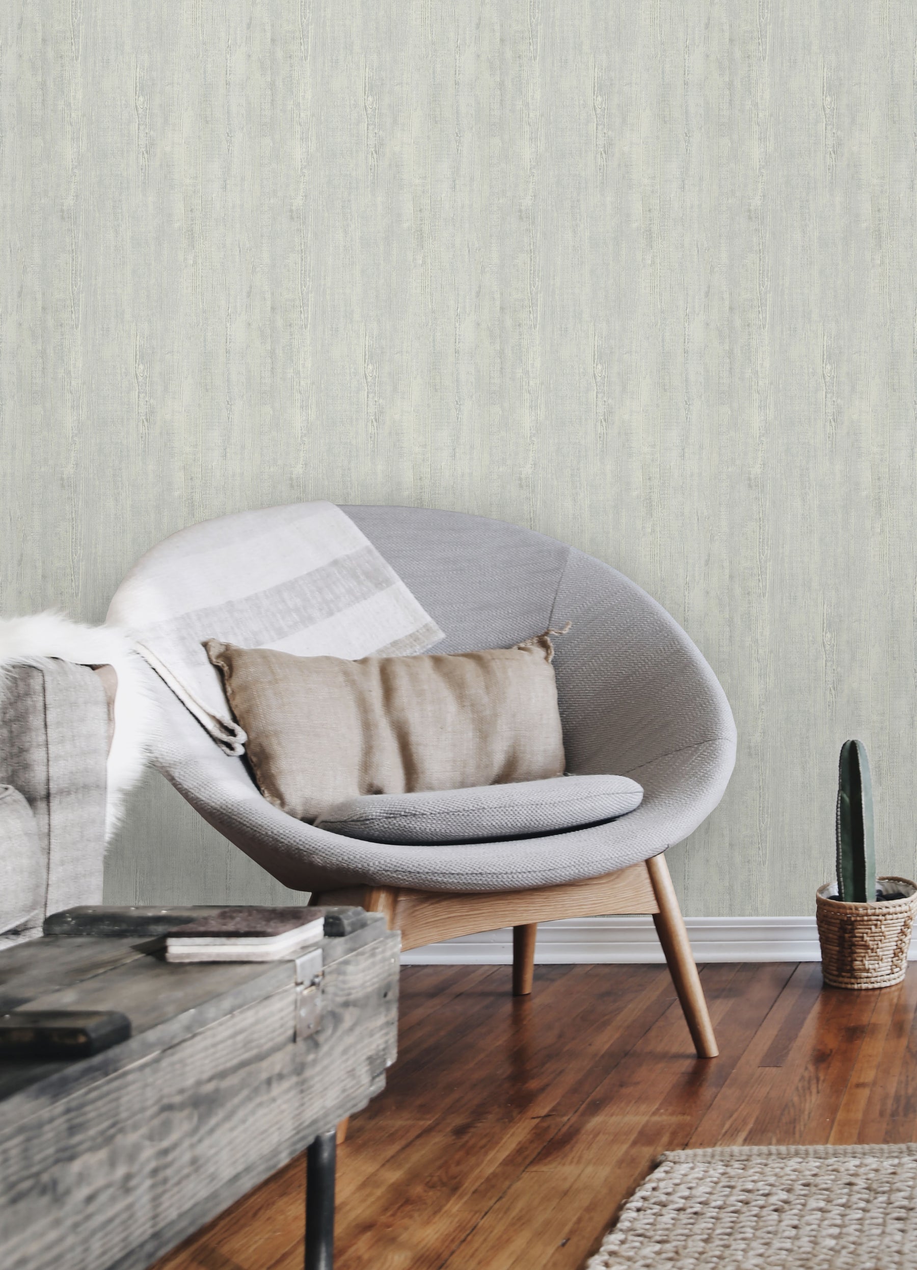 Dimensional Natural Wood Peel & Stick Wallpaper in a room setting
