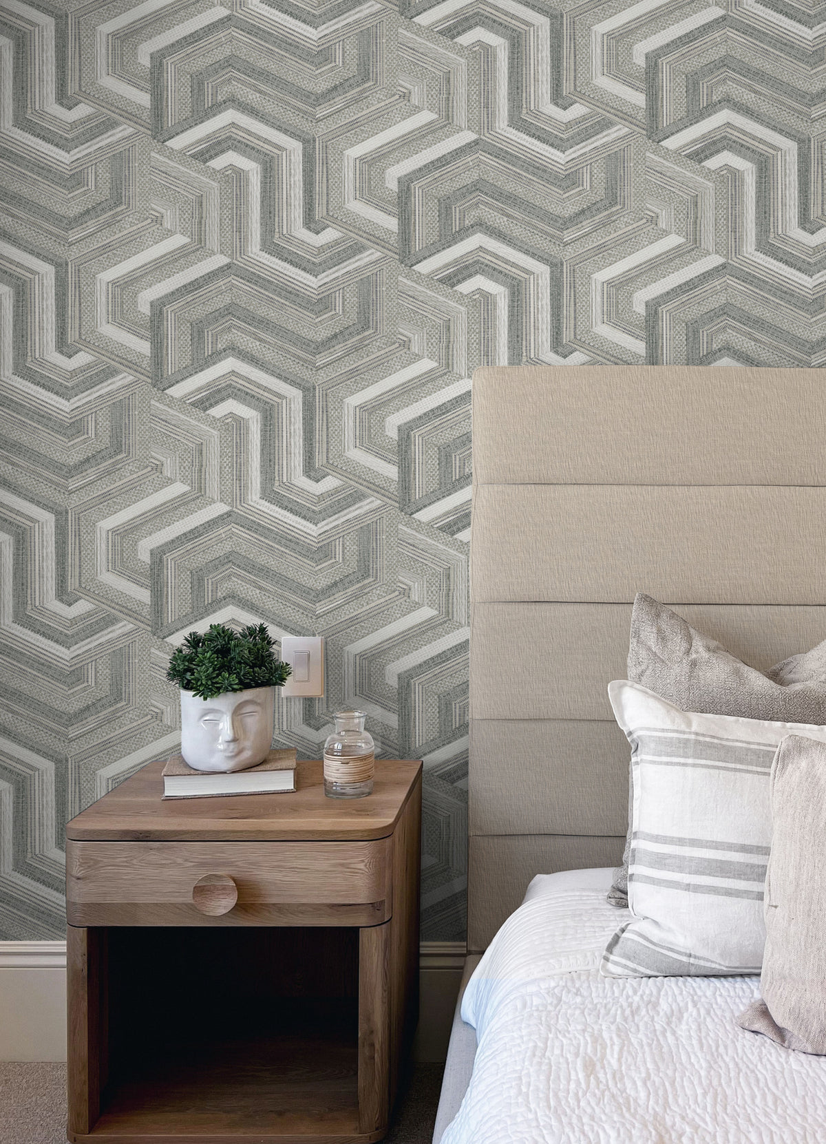 Geo Puzzle Peel and Stick Wallpaper in a room setting