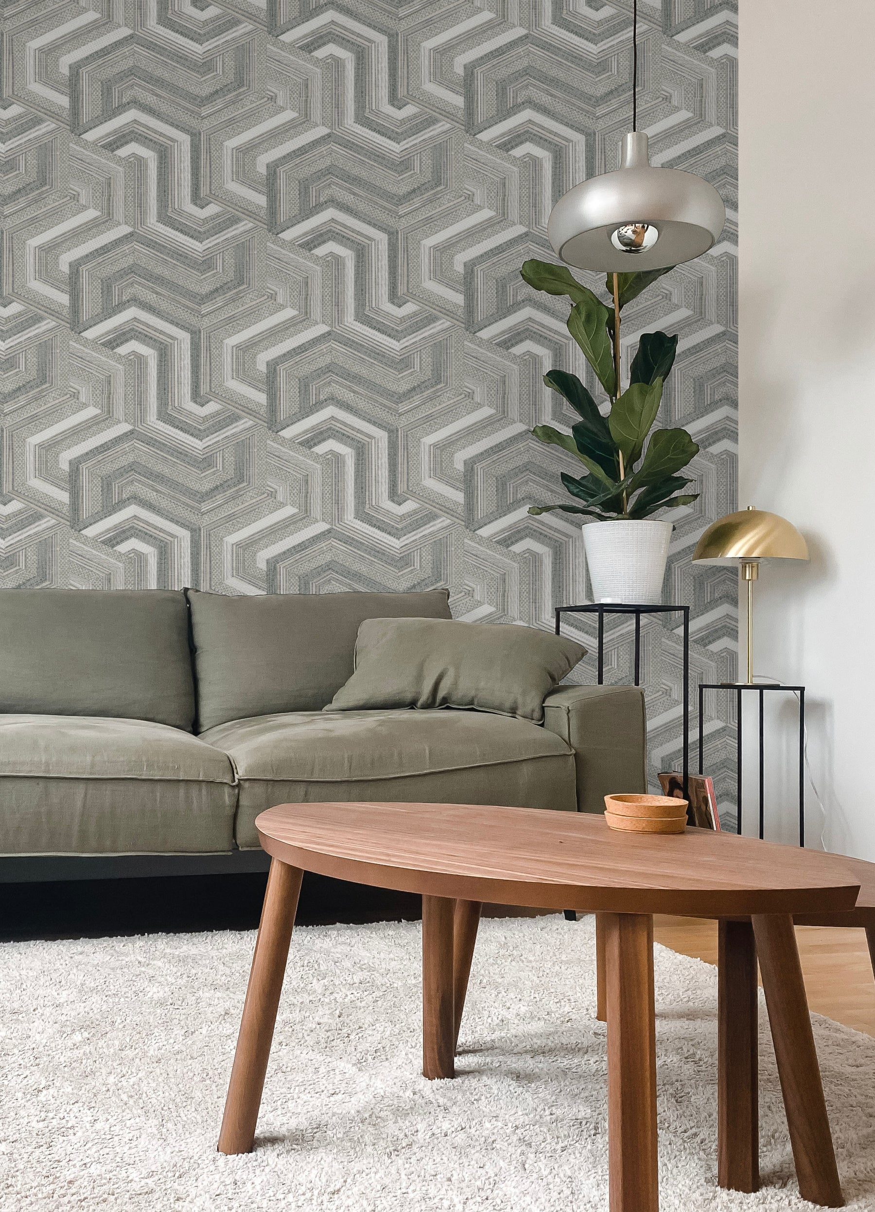 Geo Puzzle Peel and Stick Wallpaper in a room setting