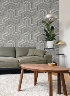 Geo Puzzle Peel and Stick Wallpaper in a room setting