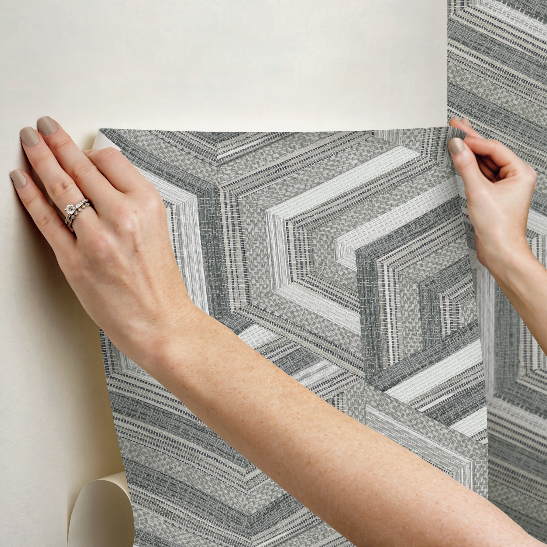 Geo Puzzle Peel and Stick Wallpaper - how to stick