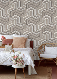 Geo Puzzle Peel and Stick Wallpaper in a room setting