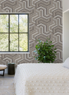Geo Puzzle Peel and Stick Wallpaper in a room setting