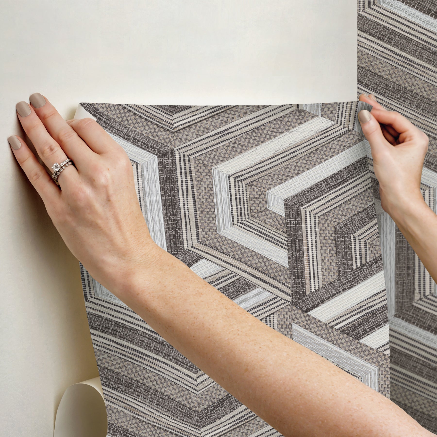Geo Puzzle Peel and Stick Wallpaper - how to stick
