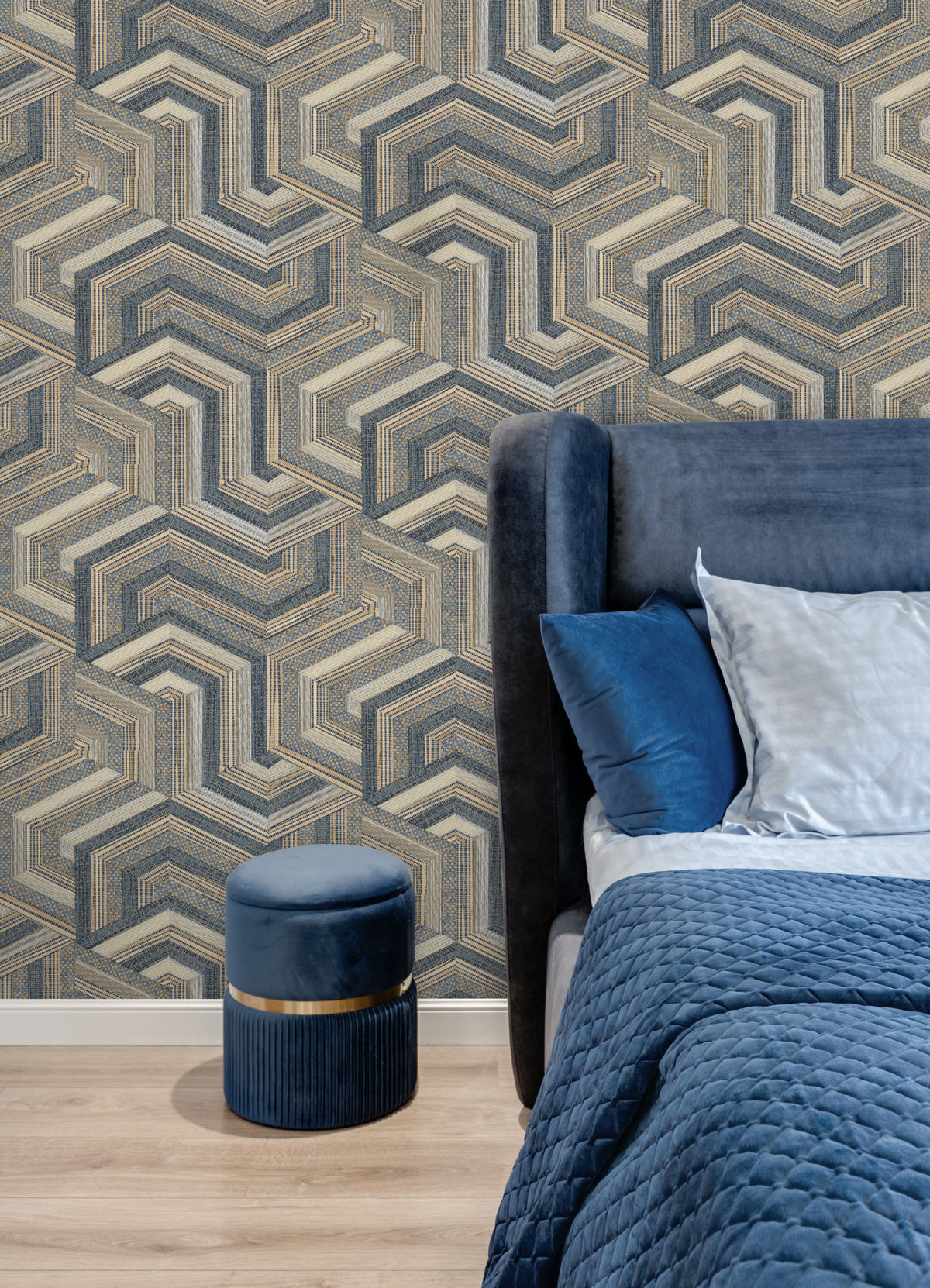 Geo Puzzle P&S Wallpaper in a room setting