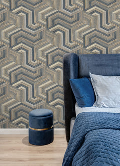 Geo Puzzle P&S Wallpaper in a room setting