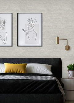 Dimensional Grasscloth Peel and Stick Wallpaper in a room setting