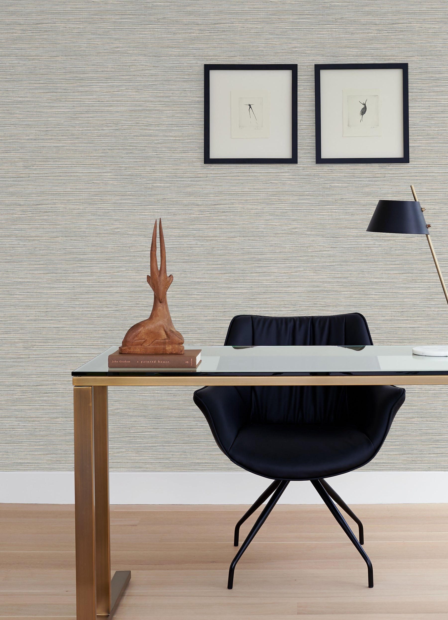 Dimensional Grasscloth Peel and Stick Wallpaper in a room setting