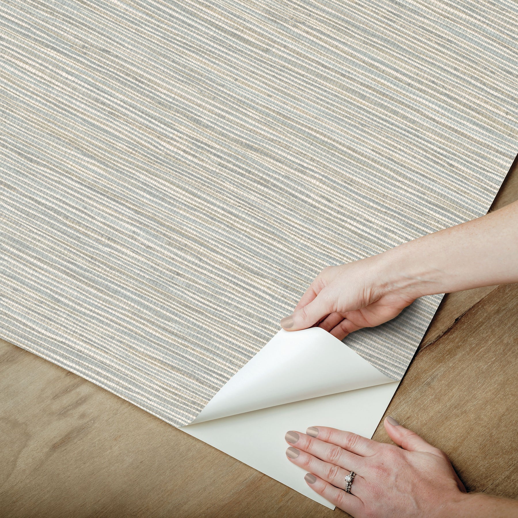 Dimensional Grasscloth Peel and Stick Wallpaper - how to peel