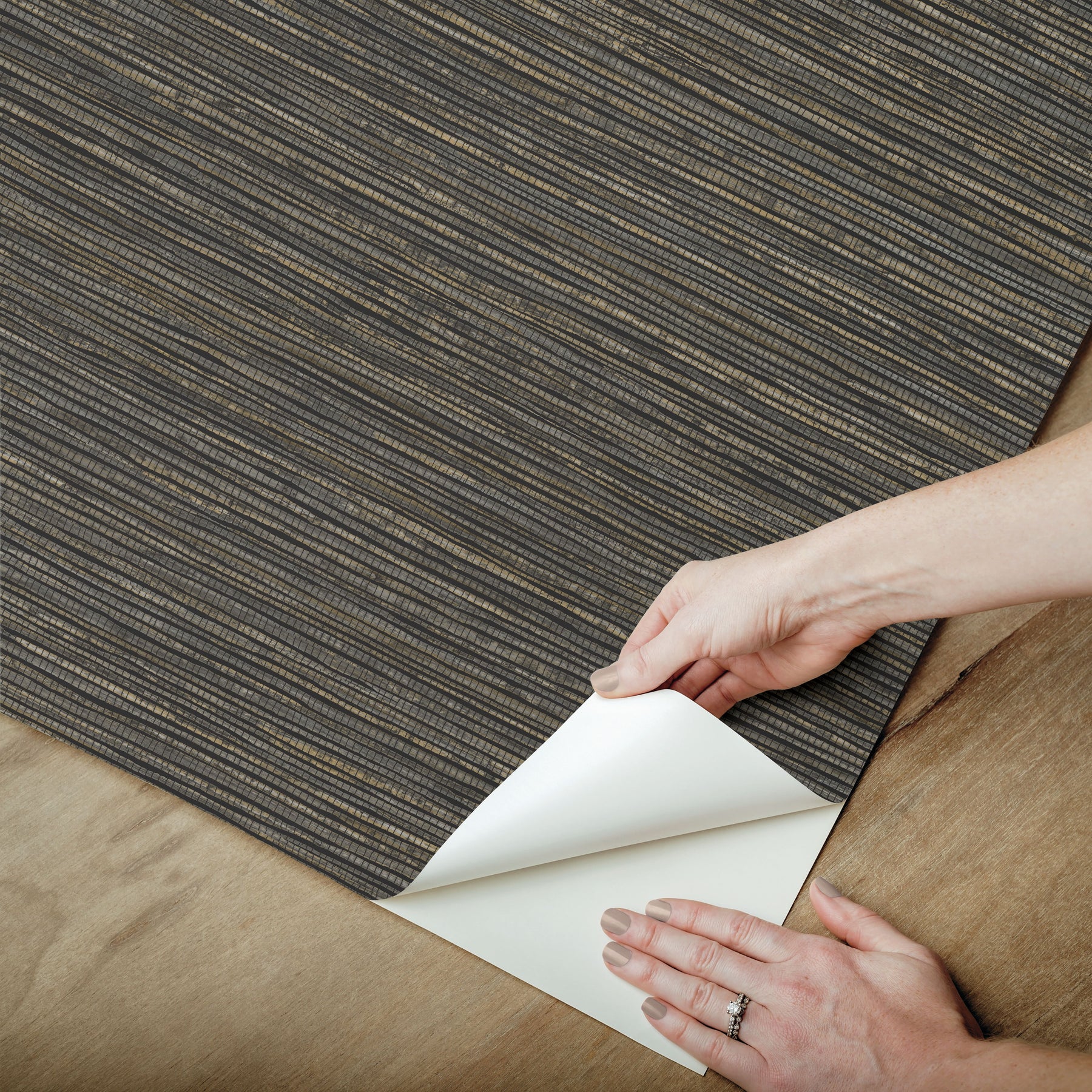 Dimensional Grasscloth Peel and Stick Wallpaper - how to peel