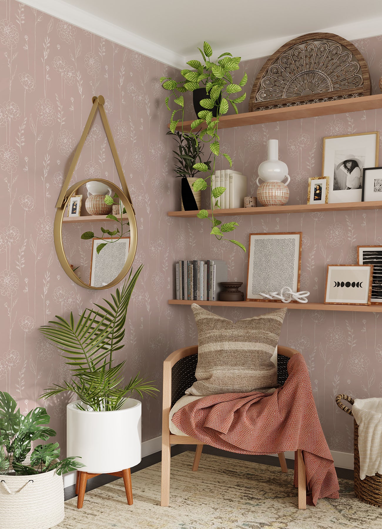 Maisey Peel & Stick Wallpaper in a room setting