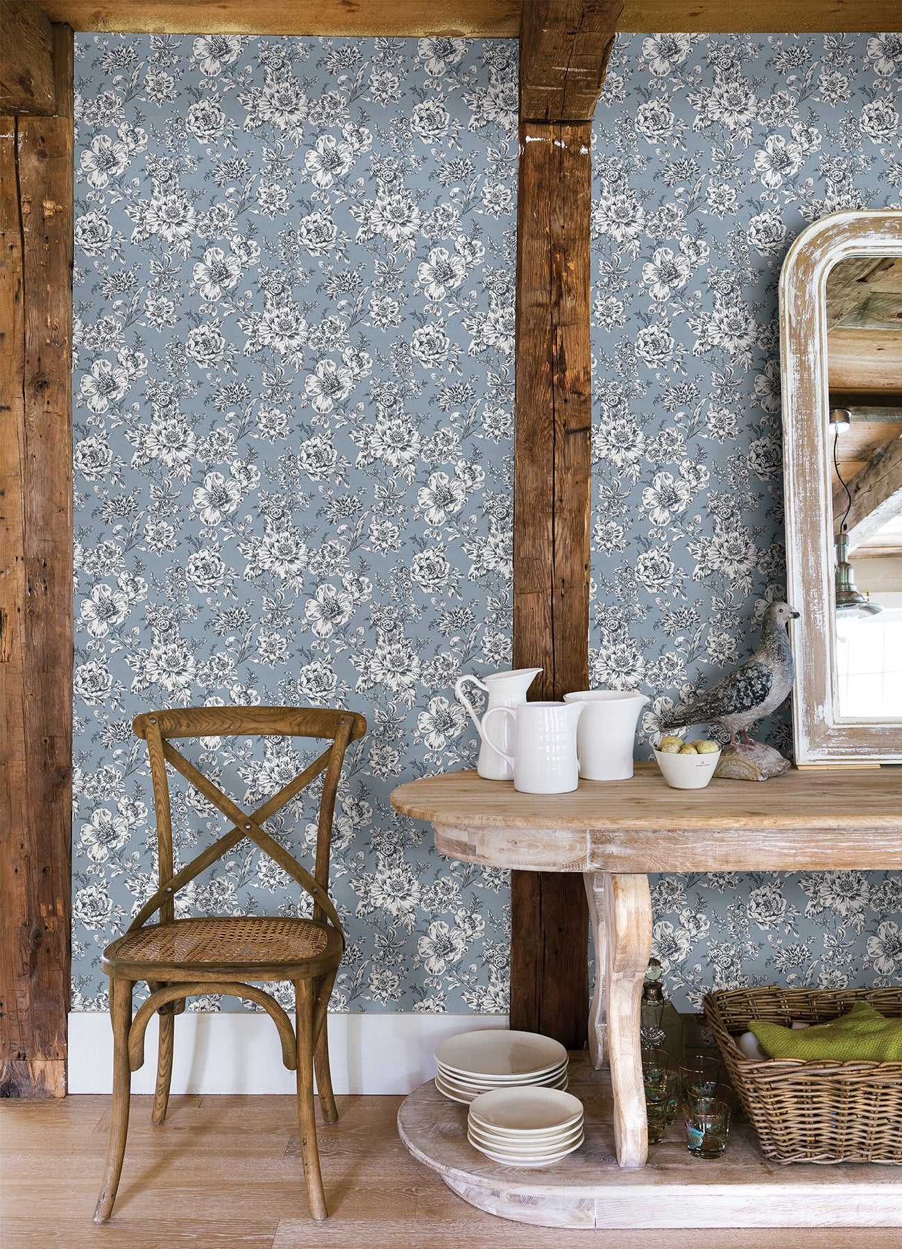 Winifred Peel & Stick Wallpaper in a room setting
