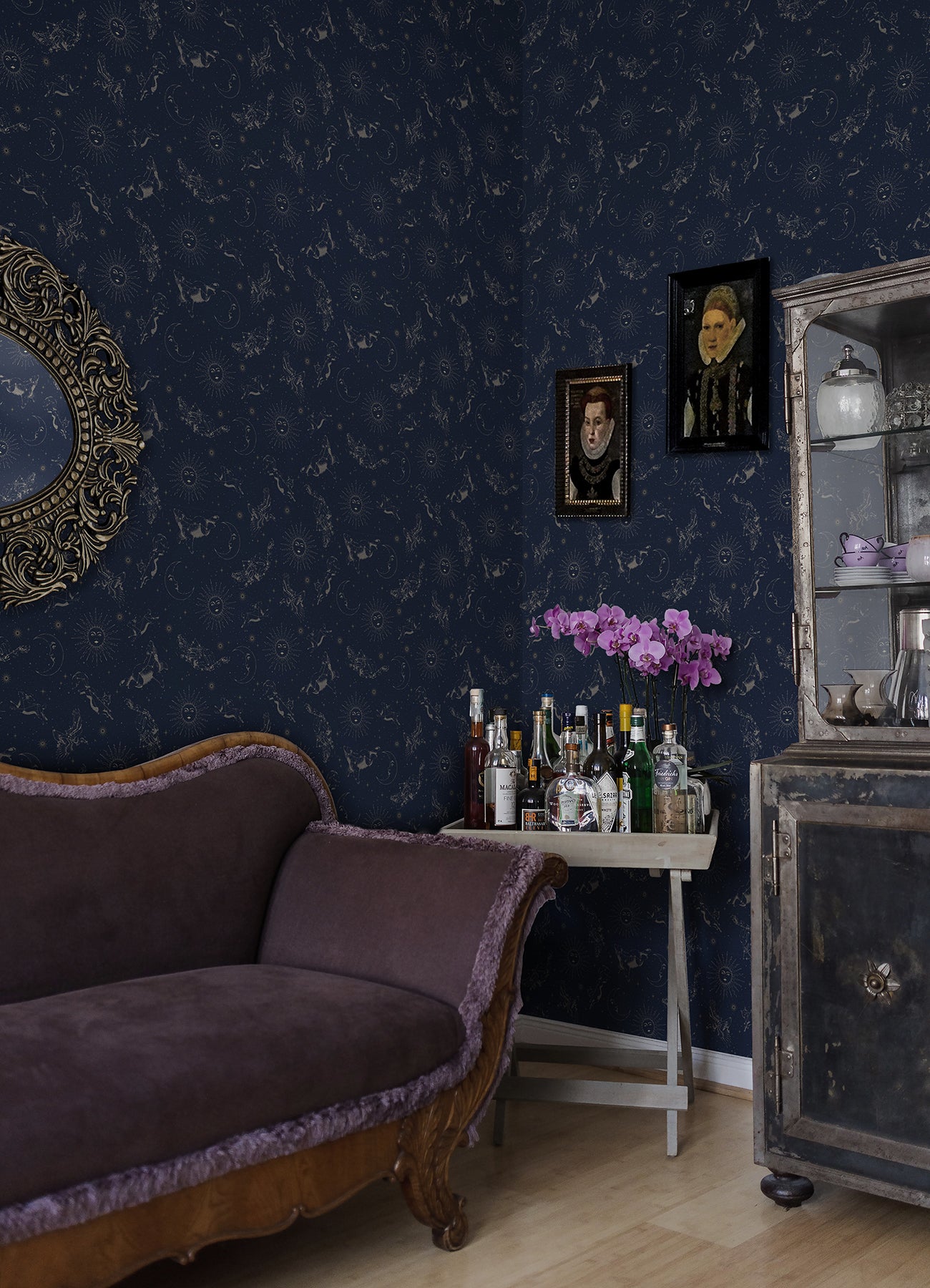 Zodiac Dreams Peel and Stick Wallpaper in a room setting