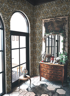Garden Aviary Peel and Stick Wallpaper in a room setting