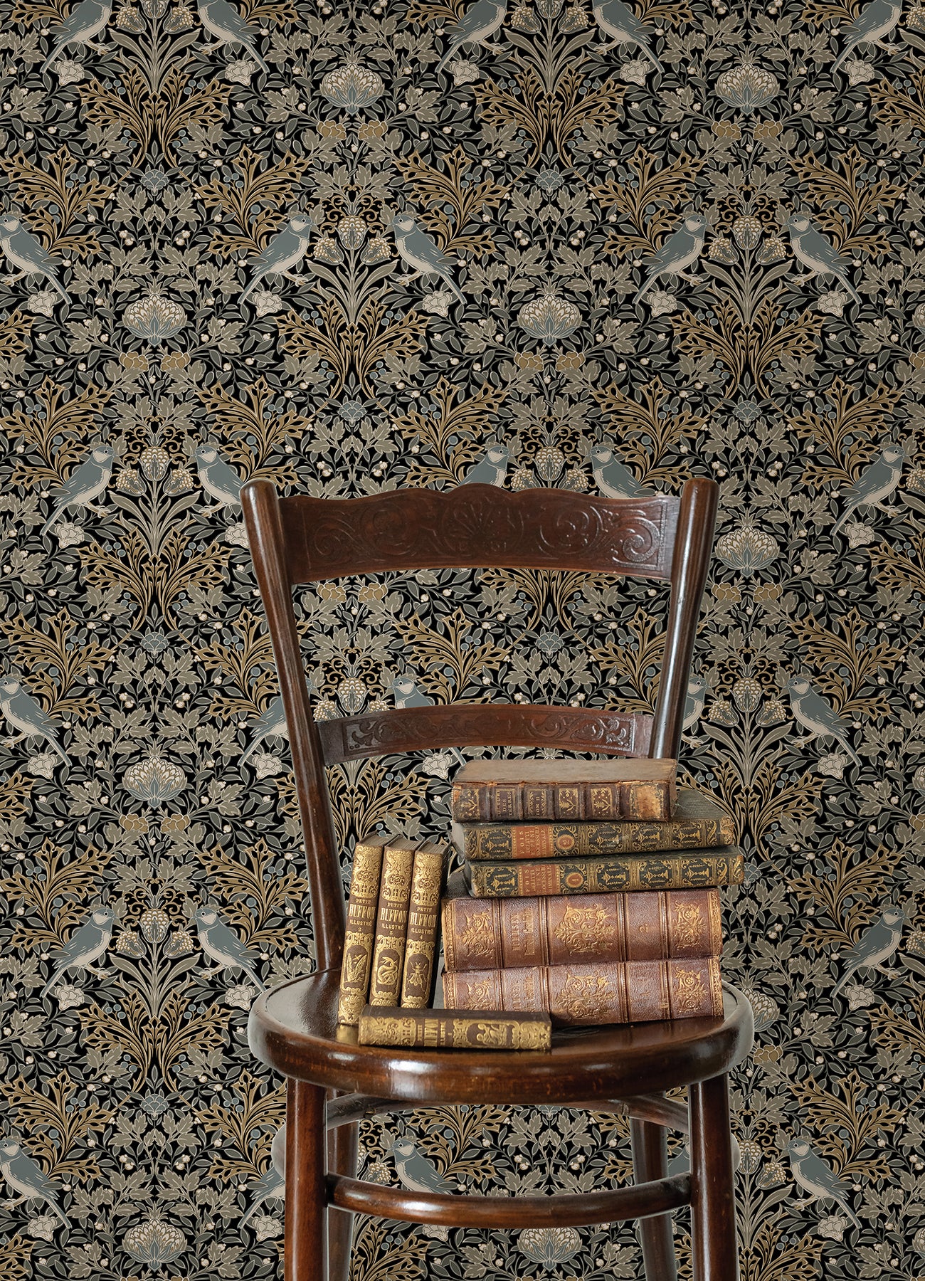 Garden Aviary Peel and Stick Wallpaper in a room setting