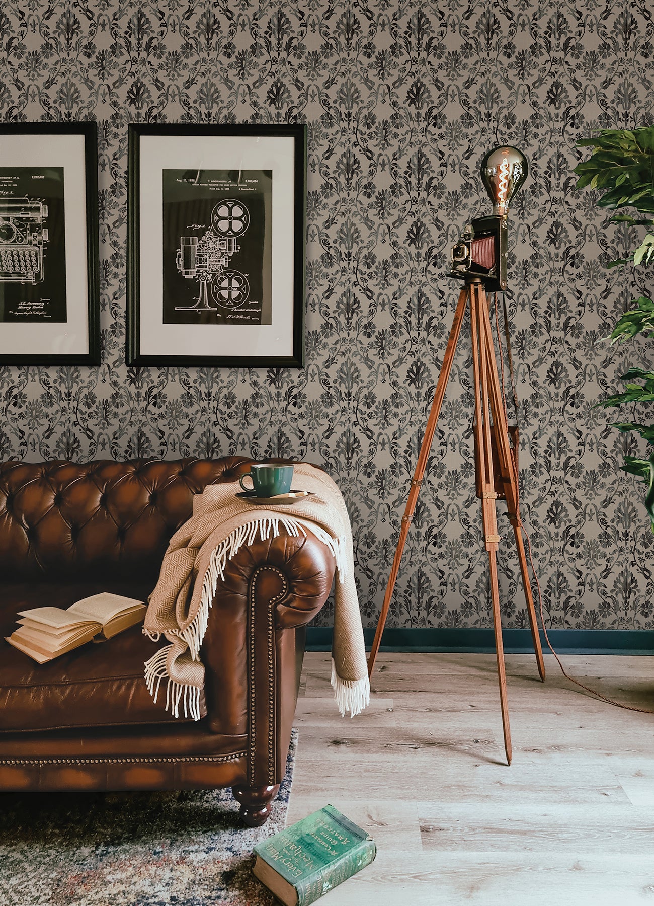 Blooming Damask Peel and Stick Wallpaper in a room setting
